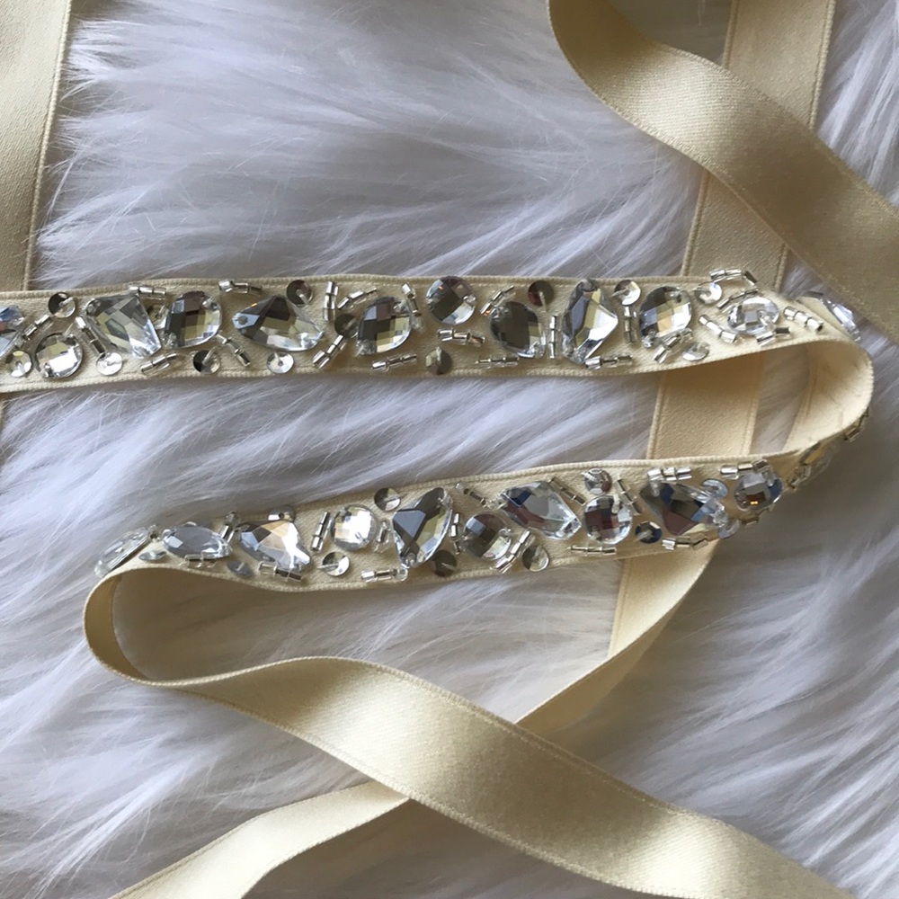 Long Rhinestone Fabric Belt